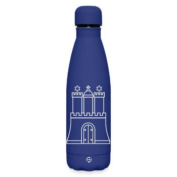 Hamburg coat of arms: Hanseatic League, Tradition & Gate - Matte Insulated Water Bottle 500 ml - dark blue  - Front
