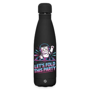 DJ Humor Animal Scottish Fold Chat - Matte Insulated Water Bottle 500 ml - black - Front