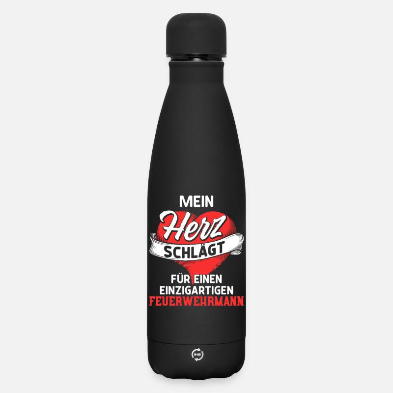 Heart beats for a firefighter - Matte Insulated Water Bottle 500 ml - black