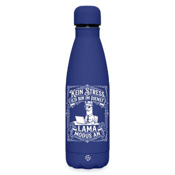 Llama on duty – No stress - Matte Insulated Water Bottle 500 ml - dark blue  - Front