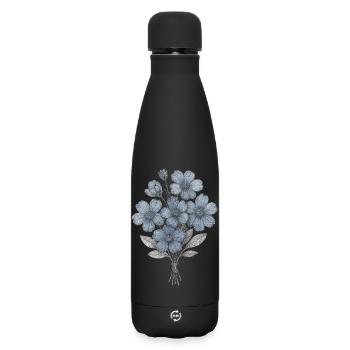Blue Floral Bouquet Watercolor - Matte Insulated Water Bottle 500 ml - black - Front