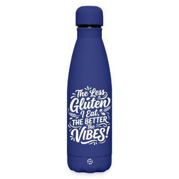 Gluten Free Vibes Humor Saying - Matte Insulated Water Bottle 500 ml - dark blue  - Front