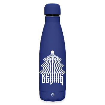 Beijing China Chinese China PRC Zhongguo Tourists - Matte Insulated Water Bottle 500 ml - dark blue  - Front