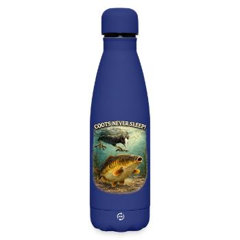 Blässhühner schlafen nie Komisches Karpfenfischen-Design - Matte Thermosflasche 500 ml - Dunkelblau  - Vorne