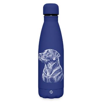 Chemise en dessin de trait de chien portrait Labrador - Bouteille isotherme SOFT TOUCH 500 ml - bleu foncé  - Devant