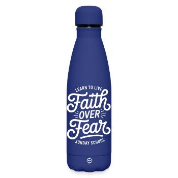 Faith Over Fear Sunday School Tee - Matte Insulated Water Bottle 500 ml - dark blue  - Front