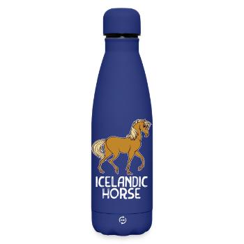 Haflinger Pferde Pferdenarr Statement Islandpferde - Matte Thermosflasche 500 ml - Dunkelblau  - Vorne