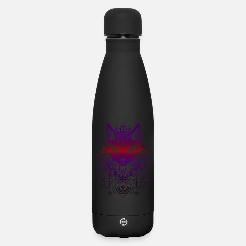Hypno Katze - Matte Panorama Thermosflasche 500 ml - Schwarz