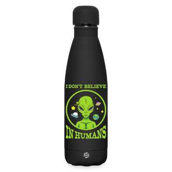 UFO, flying saucer, UFO - Matte Insulated Water Bottle 500 ml - black - Front