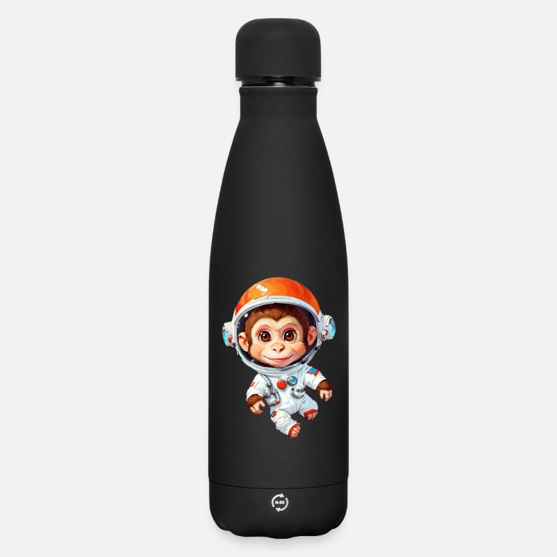 Weltraum-Affe - Matte Thermosflasche 500 ml - Schwarz