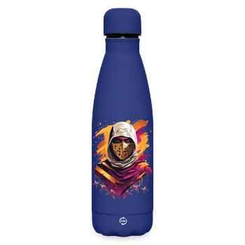 Ninja Samurai Warrior - Matte Insulated Water Bottle 500 ml - dark blue  - Front