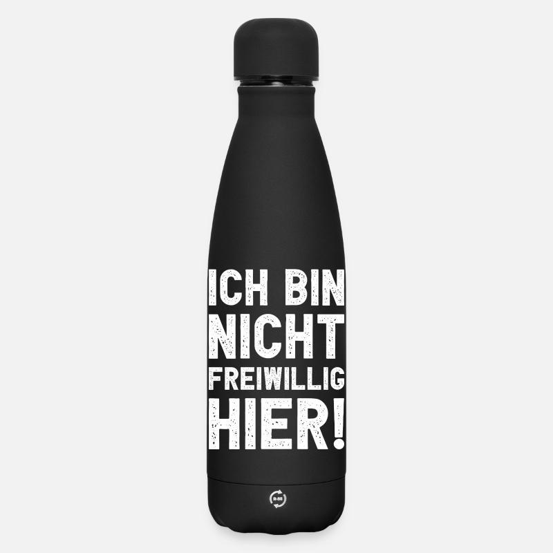 Ich bin nicht freiwillig hier lustig sarkastisch - Matte Panorama Thermosflasche 500 ml - Schwarz