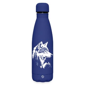Visage de loup Nature Silhouette - Bouteille isotherme SOFT TOUCH 500 ml - bleu foncé  - Devant