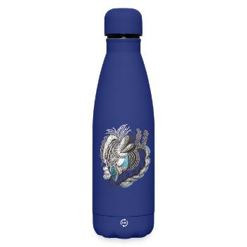 Organische Linienkunst Blauakzent - Matte Thermosflasche 500 ml - Dunkelblau  - Vorne