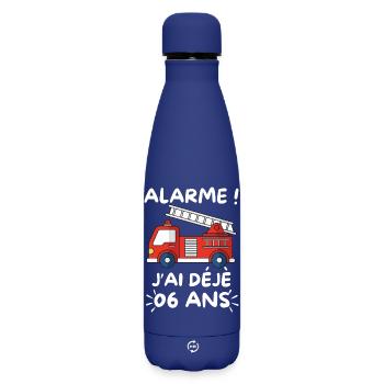 Feuerwehrauto, Geburtstag 06 Jahre - Matte Thermosflasche 500 ml - Dunkelblau  - Vorne