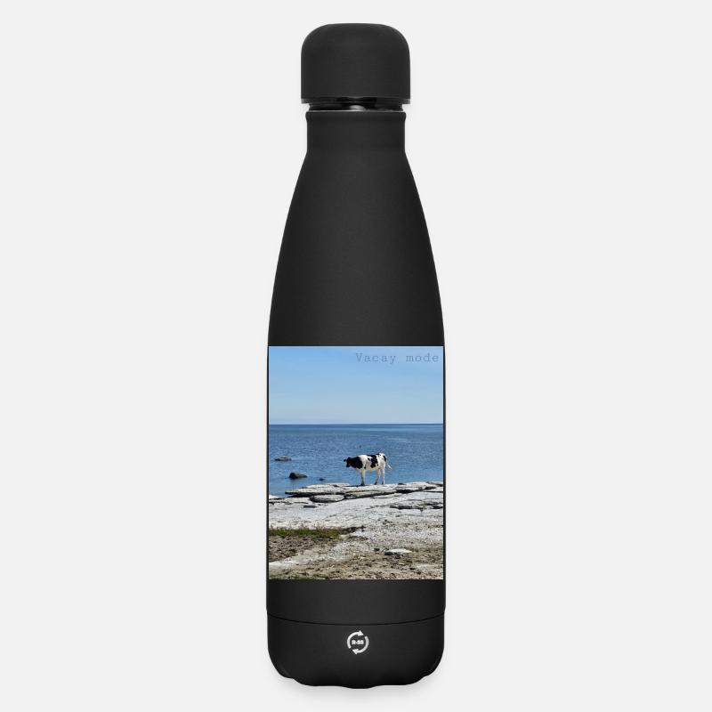 Urlaubsmodus - Matte Panorama Thermosflasche 500 ml - Schwarz