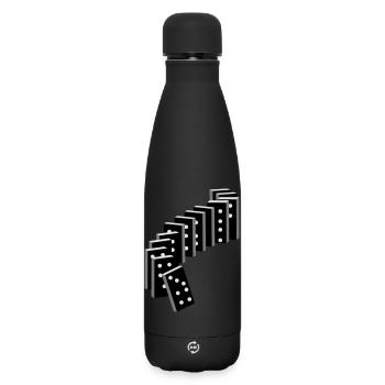 Legespiel mit Domino Spielsteine - Matte Thermosflasche 500 ml - Schwarz - Vorne