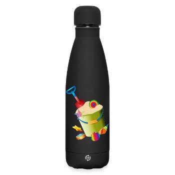 Sand toys on the beach with colorful shells - Matte Insulated Water Bottle 500 ml - black - Front