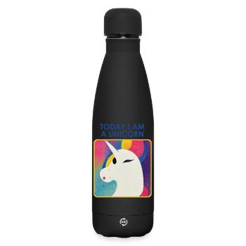 Unicorn with Motto – Unique Design - Matte Insulated Water Bottle 500 ml - black - Front