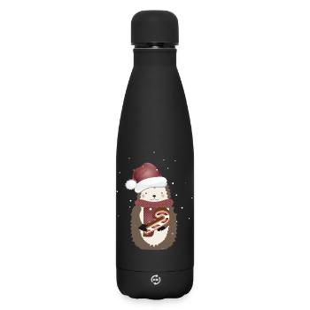 goldiger Igel für Weihnachten mit Zuckerstange - Matte Thermosflasche 500 ml - Schwarz - Vorne