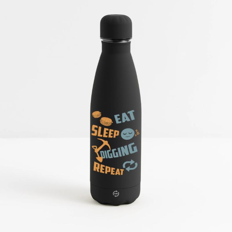 Eating, sleeping, digging, repeating Matte Insulated Water Bottle 500 ml