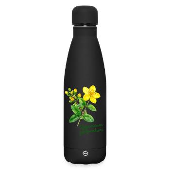 Hypericum perforatum - botanische Illustration - Matte Thermosflasche 500 ml - Schwarz - Vorne