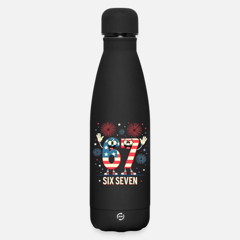 US Flag 67 Memes Six Seven - Matte Insulated Water Bottle 500 ml - black