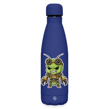 Alien Steampunk Krieger Rüstungsmessing - Matte Thermosflasche 500 ml - Dunkelblau  - Vorne