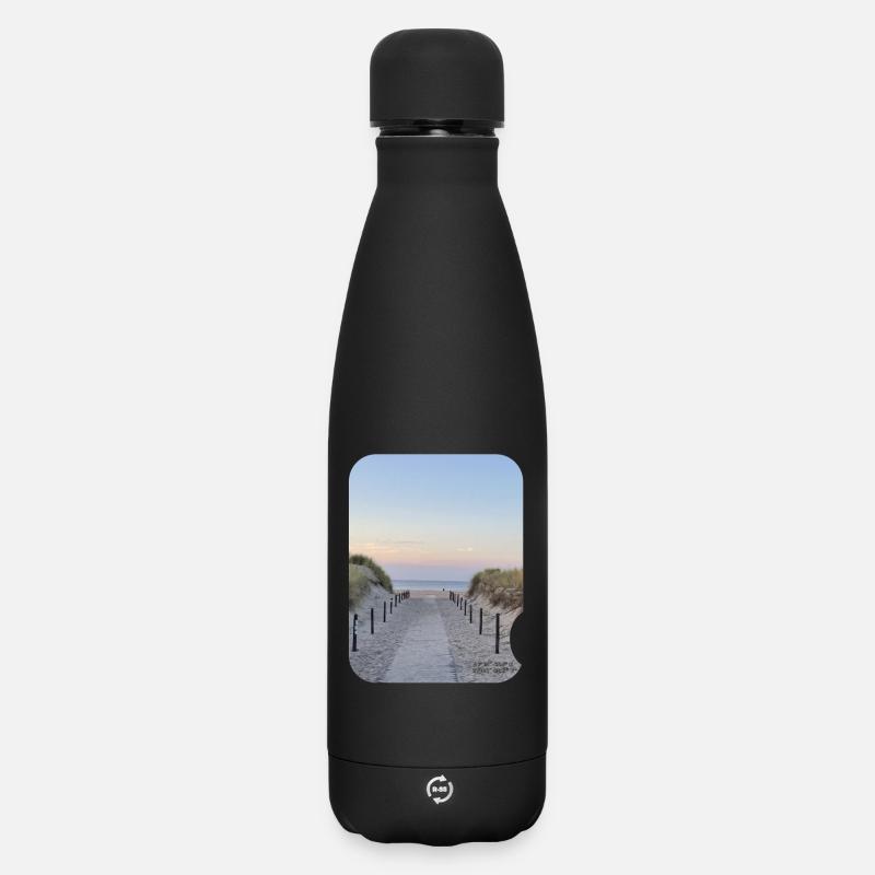 Sentier de dunes au bord de la mer, coucher de soleil - Bouteille isotherme SOFT TOUCH 500 ml - noir