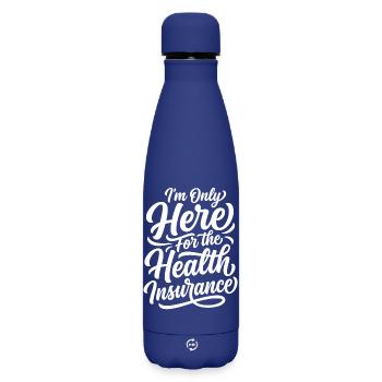 Je suis là uniquement pour l’assurance santé - Bouteille isotherme SOFT TOUCH 500 ml - bleu foncé  - Devant