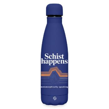 Schist Happens: Geologic Strata Art - Matte Insulated Water Bottle 500 ml - dark blue  - Front