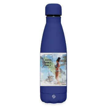 Beach Surfer Girl – Positive Vibes - Matte Thermosflasche 500 ml - Dunkelblau  - Vorne