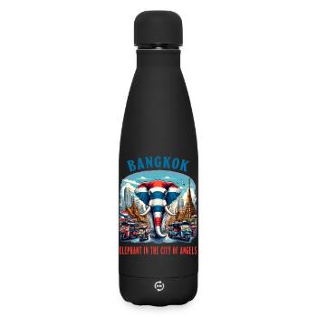Bangkok Thaïlande Drapeaux d'éléphants Ville - Bouteille isotherme SOFT TOUCH 500 ml - noir - Devant