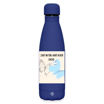 Gentle empathy with butterfly and stork - Matte Insulated Water Bottle 500 ml - dark blue  - Front