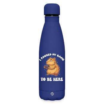 Capybara I paused my game to be here - Matte Insulated Water Bottle 500 ml - dark blue  - Front