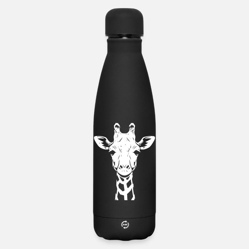 Portrait de tête de girafe mignonne - Bouteille isotherme SOFT TOUCH 500 ml - noir