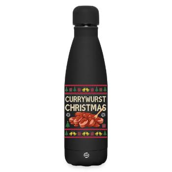 Joyeux currymas saucisse de Noël de Noël au currymas. - Bouteille isotherme SOFT TOUCH 500 ml - noir - Devant