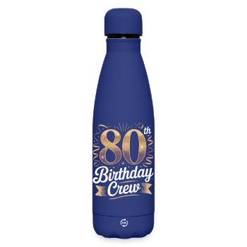 80th birthday crew - Matte Insulated Water Bottle 500 ml - dark blue  - Front