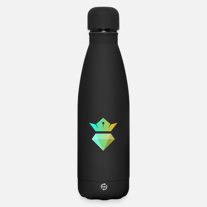 Gradientenkrone über Diamant - Matte Panorama Thermosflasche 500 ml - Schwarz