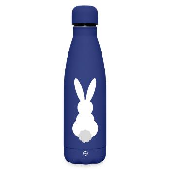 Silhouette de lapin avec une queue duveteuse - Bouteille isotherme SOFT TOUCH 500 ml - bleu foncé  - Devant