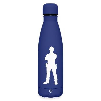 Construction Worker Construction Silhouette - Matte Insulated Water Bottle 500 ml - dark blue  - Front