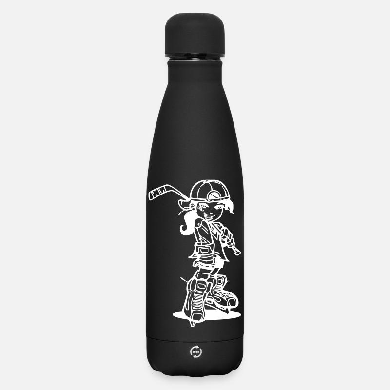 Fille de hockey sur glace - Bouteille isotherme SOFT TOUCH 500 ml - noir