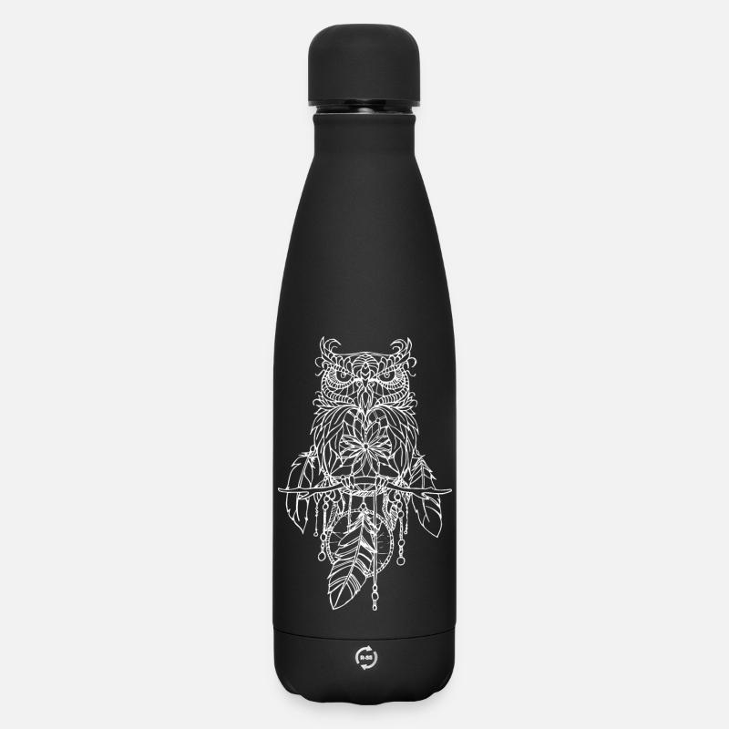 Traum Eule - Matte Thermosflasche 500 ml - Schwarz