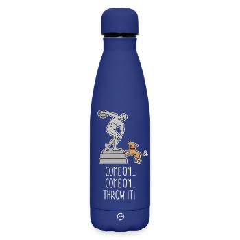 Allez le lancer drôle de chien frisbee discus lancer - Bouteille isotherme SOFT TOUCH 500 ml - bleu foncé  - Devant