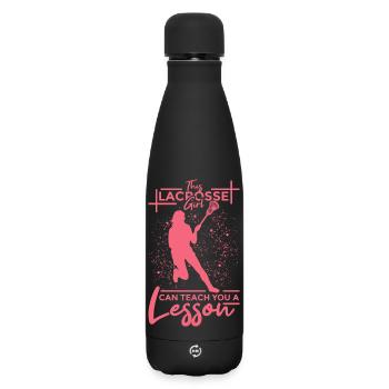 Lacrosse Girl - Matte Insulated Water Bottle 500 ml - black - Front