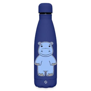 Hippopotame - Bouteille isotherme SOFT TOUCH 500 ml - bleu foncé  - Devant