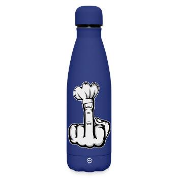 Mittelfinger Stinkefinger Kochmütze Design - Matte Thermosflasche 500 ml - Dunkelblau  - Vorne