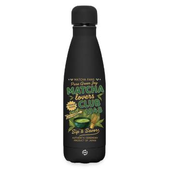 Matcha Lovers Club 1948 Grüner Tee Matcha Latte Spaß - Matte Thermosflasche 500 ml - Schwarz - Vorne
