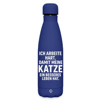 I work hard for cat welfare - Matte Insulated Water Bottle 500 ml - dark blue  - Front