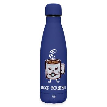 Kaffeeliebhaber Frühstück Kaffee Trinken Spruch - Matte Thermosflasche 500 ml - Dunkelblau  - Vorne